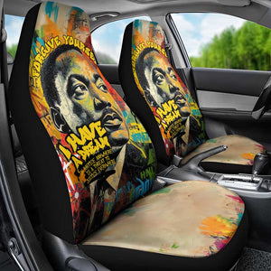 Martin Luther King Graffiti Afro Car Seat Cover Colorful Spray Paint Quotes and Crown - African Pride