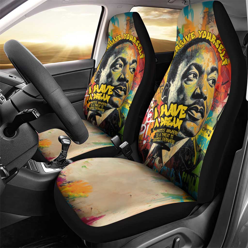 Martin Luther King Graffiti Afro Car Seat Cover Colorful Spray Paint Quotes and Crown - African Pride