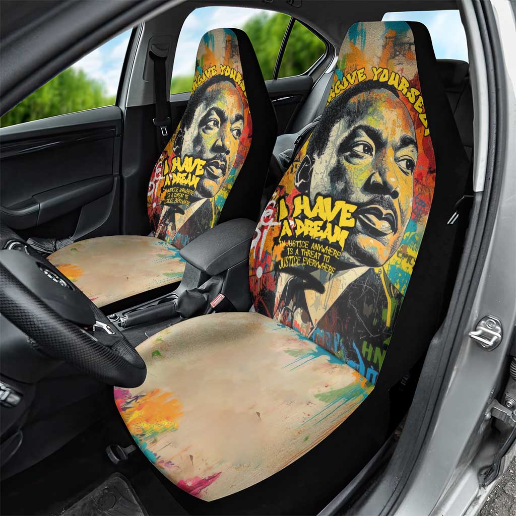 Martin Luther King Graffiti Afro Car Seat Cover Colorful Spray Paint Quotes and Crown - African Pride