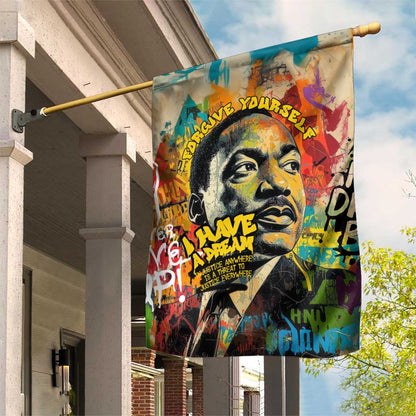 Martin Luther King Graffiti Afro Garden Flag Colorful Spray Paint Quotes and Crown - African Pride