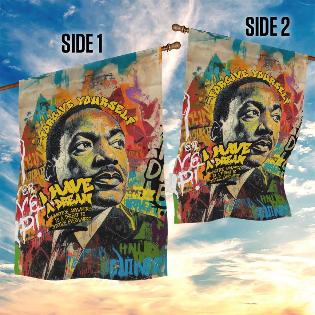 Martin Luther King Graffiti Afro Garden Flag Colorful Spray Paint Quotes and Crown - African Pride