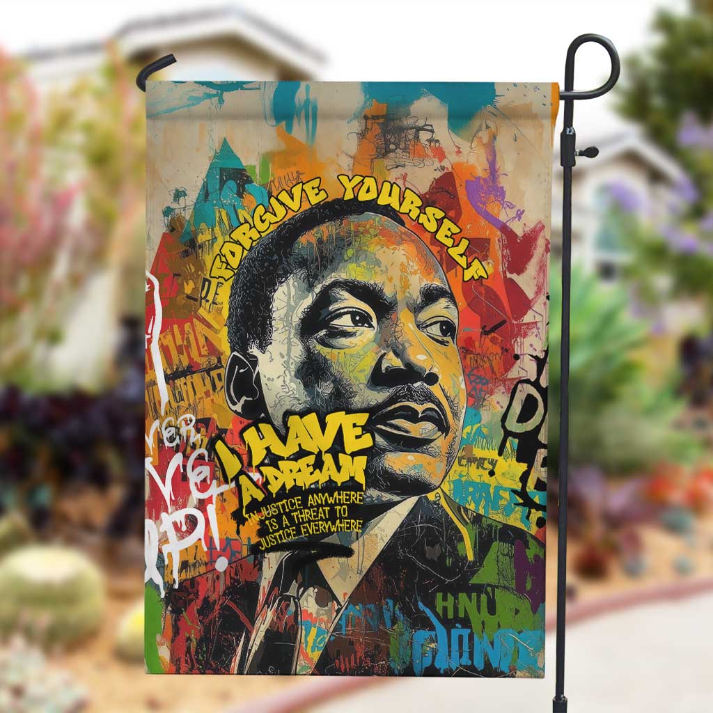 Martin Luther King Graffiti Afro Garden Flag Colorful Spray Paint Quotes and Crown - African Pride