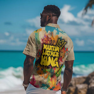 Martin Luther King Graffiti Afro Hawaiian Shirt Colorful Spray Paint Quotes and Crown - African Pride