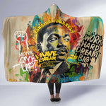 Martin Luther King Graffiti Afro Hooded Blanket Colorful Spray Paint Quotes and Crown - African Pride