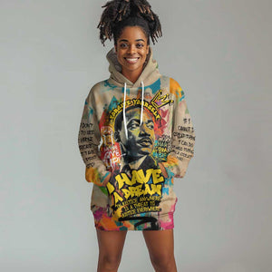 Martin Luther King Graffiti Afro Hoodie Dress Colorful Spray Paint Quotes and Crown - African Pride