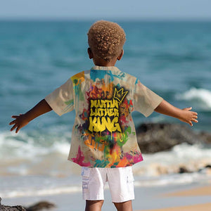 Martin Luther King Graffiti Afro Kid Hawaiian Shirt Colorful Spray Paint Quotes and Crown - African Pride