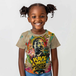 Martin Luther King Graffiti Afro Kid T shirt Colorful Spray Paint Quotes and Crown - African Pride