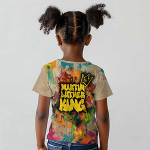 Martin Luther King Graffiti Afro Kid T shirt Colorful Spray Paint Quotes and Crown - African Pride