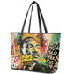 Martin Luther King Graffiti Afro Leather Tote Bag Colorful Spray Paint Quotes and Crown - African Pride