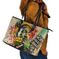 Martin Luther King Graffiti Afro Leather Tote Bag Colorful Spray Paint Quotes and Crown - African Pride