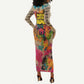 Martin Luther King Graffiti Afro Long Sleeve Bodycon Dress Colorful Spray Paint Quotes and Crown - African Pride