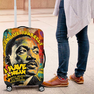 Martin Luther King Graffiti Afro Luggage Cover Colorful Spray Paint Quotes and Crown - African Pride