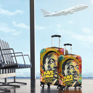 Martin Luther King Graffiti Afro Luggage Cover Colorful Spray Paint Quotes and Crown - African Pride