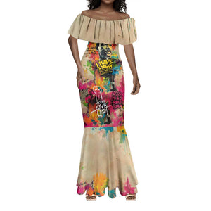 Martin Luther King Graffiti Afro Mermaid Dress Colorful Spray Paint Quotes and Crown - African Pride