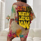 Martin Luther King Graffiti Afro Off Shoulder Short Dress Colorful Spray Paint Quotes and Crown - African Pride