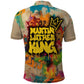 Martin Luther King Graffiti Afro Polo Shirt Colorful Spray Paint Quotes and Crown - African Pride