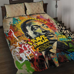 Martin Luther King Graffiti Afro Quilt Bed Set Colorful Spray Paint Quotes and Crown - African Pride