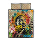 Martin Luther King Graffiti Afro Quilt Bed Set Colorful Spray Paint Quotes and Crown - African Pride