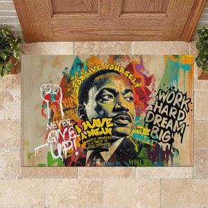 Martin Luther King Graffiti Afro Rubber Doormat Colorful Spray Paint Quotes and Crown - African Pride