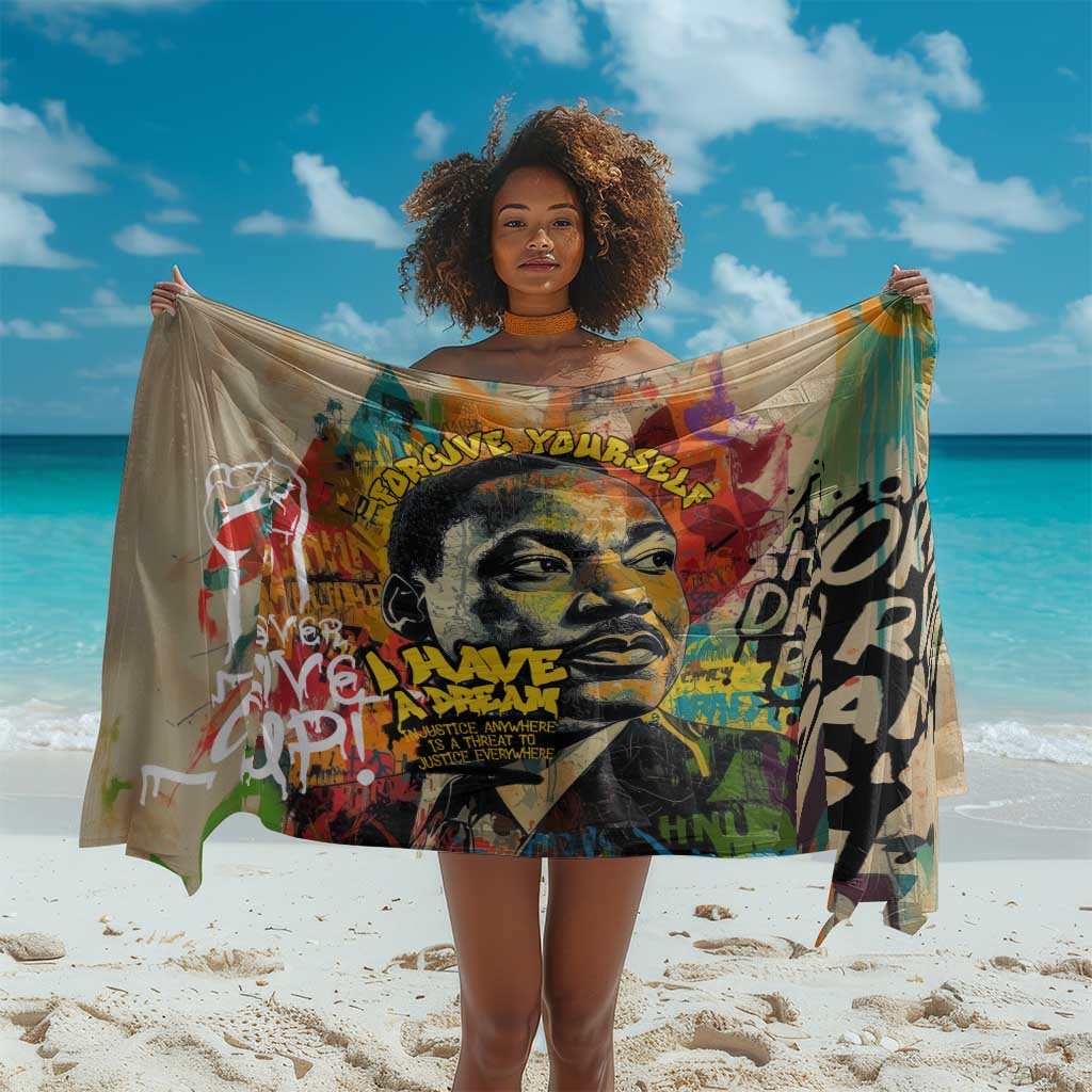 Martin Luther King Graffiti Afro Sarong Colorful Spray Paint Quotes and Crown - African Pride