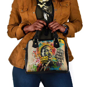 Martin Luther King Graffiti Afro Shoulder Handbag Colorful Spray Paint Quotes and Crown - African Pride