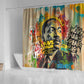 Martin Luther King Graffiti Afro Shower Curtain Colorful Spray Paint Quotes and Crown - African Pride