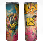 Martin Luther King Graffiti Afro Skinny Tumbler Colorful Spray Paint Quotes and Crown - African Pride