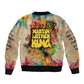 Martin Luther King Graffiti Afro Sleeve Zip Bomber Jacket Colorful Spray Paint Quotes and Crown - African Pride