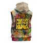 Martin Luther King Graffiti Afro Sleeveless Zip Hoodie Colorful Spray Paint Quotes and Crown - African Pride