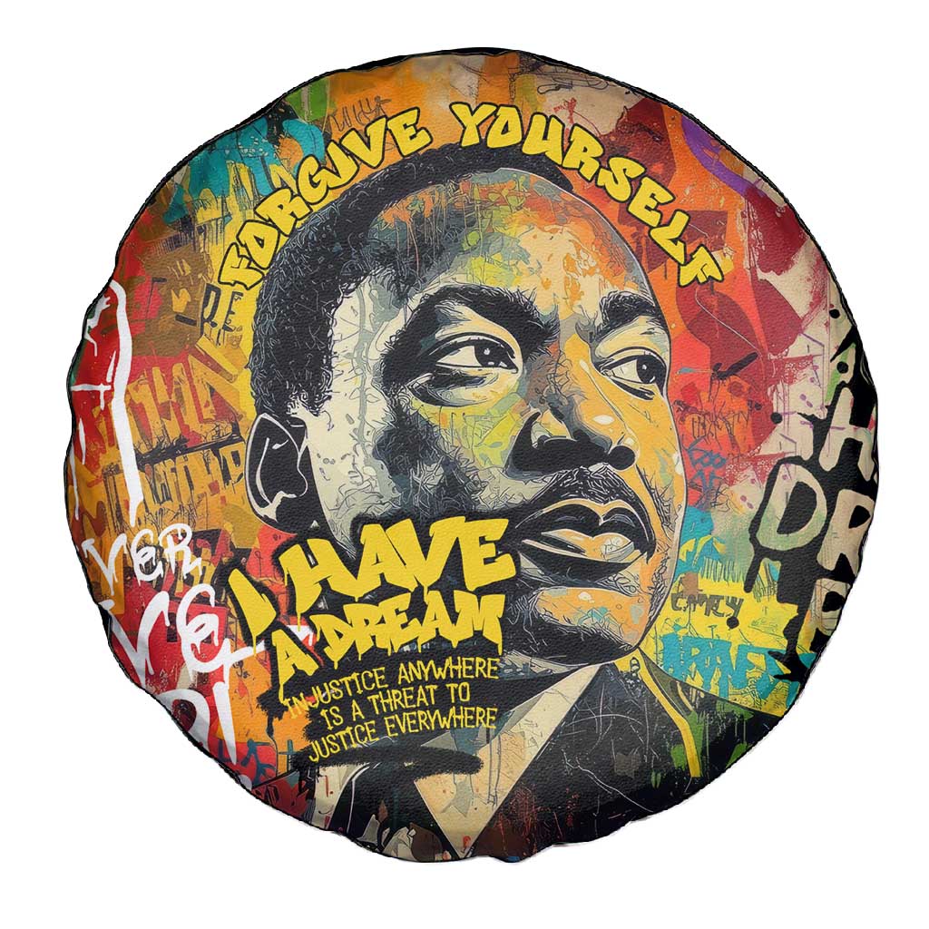 Martin Luther King Graffiti Afro Spare Tire Cover Colorful Spray Paint Quotes and Crown - African Pride