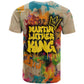 Martin Luther King Graffiti Afro T shirt Colorful Spray Paint Quotes and Crown - African Pride