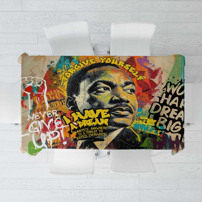 Martin Luther King Graffiti Afro Tablecloth Colorful Spray Paint Quotes and Crown - African Pride