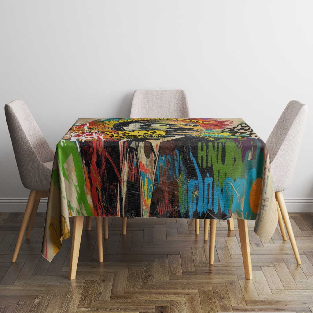 Martin Luther King Graffiti Afro Tablecloth Colorful Spray Paint Quotes and Crown - African Pride