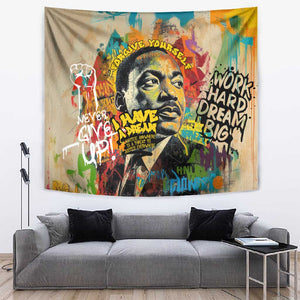 Martin Luther King Graffiti Afro Tapestry Colorful Spray Paint Quotes and Crown - African Pride