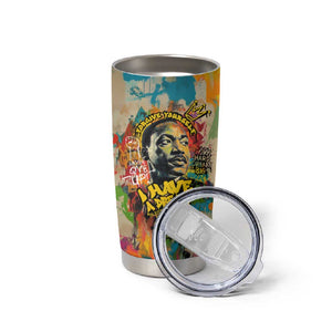Martin Luther King Graffiti Afro Tumbler Cup Colorful Spray Paint Quotes and Crown - African Pride