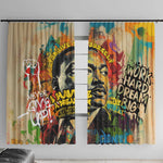 Martin Luther King Graffiti Afro Window Curtain Colorful Spray Paint Quotes and Crown - African Pride