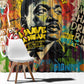 Martin Luther King Graffiti Afro Window Curtain Colorful Spray Paint Quotes and Crown - African Pride