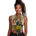 Martin Luther King Graffiti Afro Women Sleeveless Polo Shirt Colorful Spray Paint Quotes and Crown - African Pride