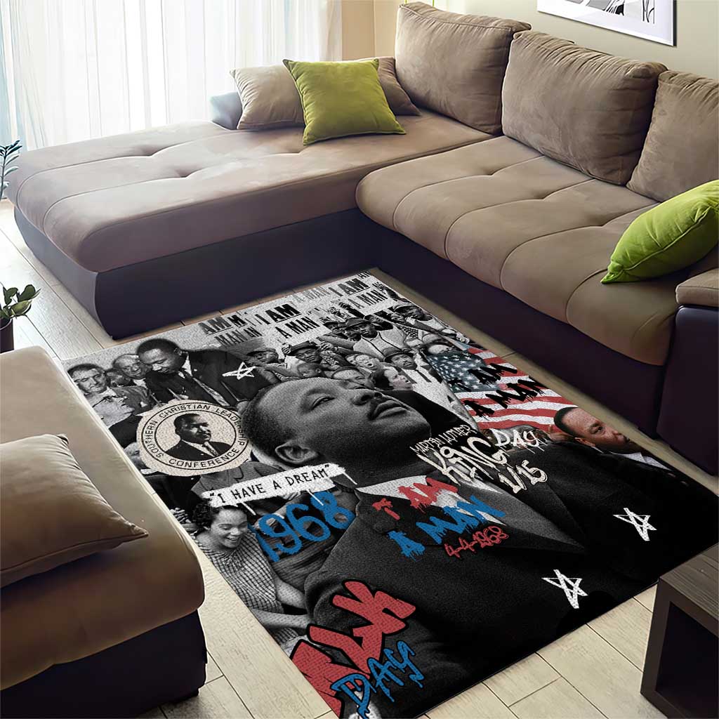 Martin Luther King Day Afro Area Rug Civil Rights Leader - Classic American Street Graffiti - African Pride
