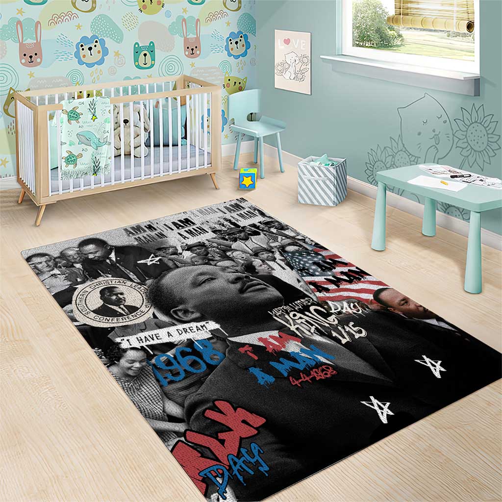 Martin Luther King Day Afro Area Rug Civil Rights Leader - Classic American Street Graffiti - African Pride