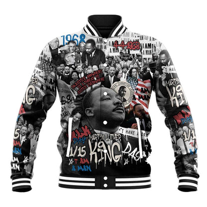 Martin Luther King Day Afro Baseball Jacket Civil Rights Leader - Classic American Street Graffiti - African Pride