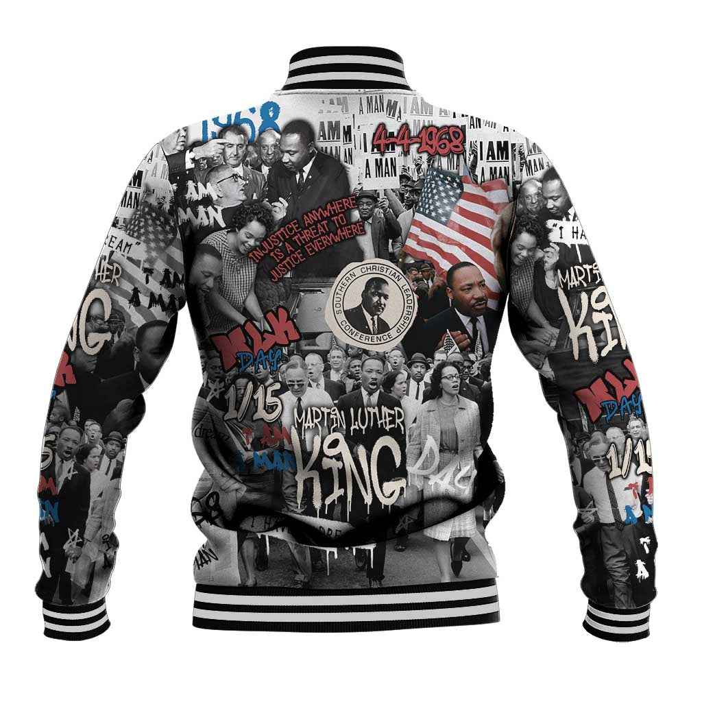 Martin Luther King Day Afro Baseball Jacket Civil Rights Leader - Classic American Street Graffiti - African Pride