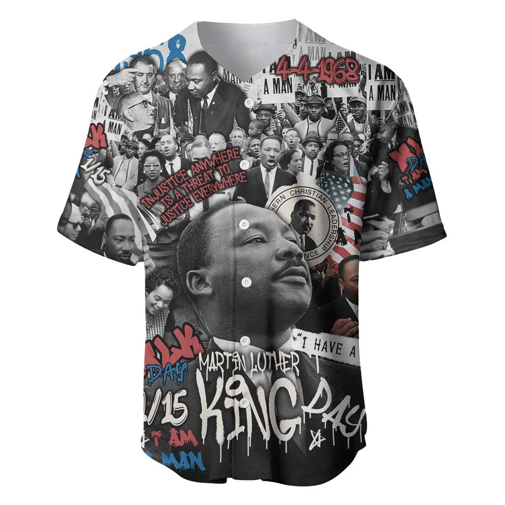 Martin Luther King Day Afro Baseball Jersey Civil Rights Leader - Classic American Street Graffiti - African Pride