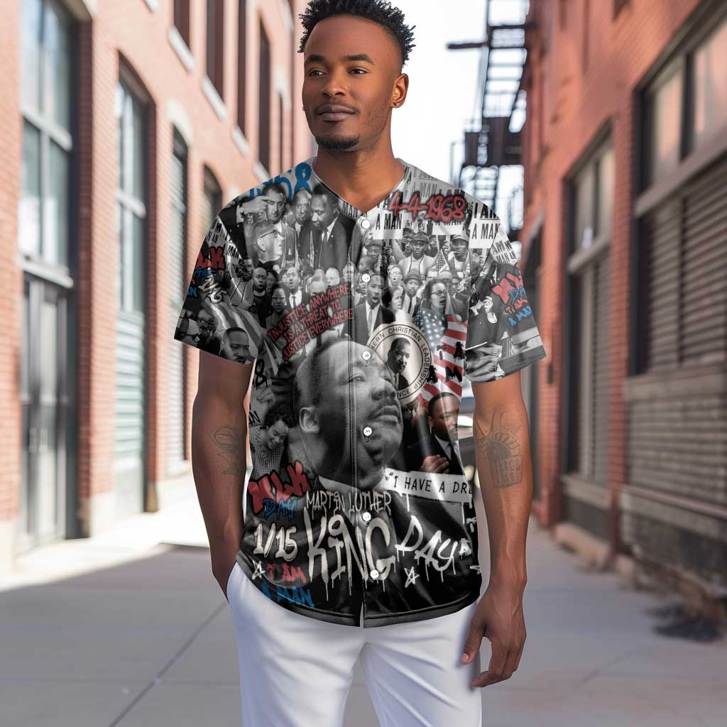 Martin Luther King Day Afro Baseball Jersey Civil Rights Leader - Classic American Street Graffiti - African Pride