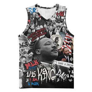 Martin Luther King Day Afro Basketball Jersey Civil Rights Leader - Classic American Street Graffiti - African Pride