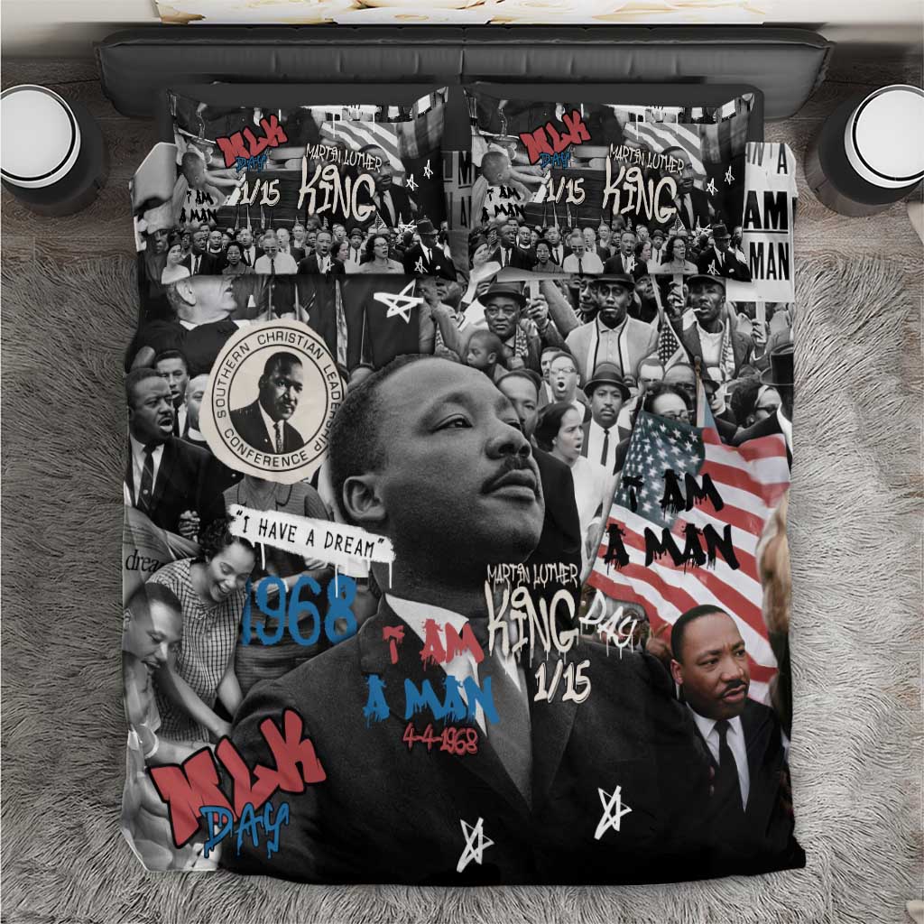 Martin Luther King Day Afro Bedding Set Civil Rights Leader - Classic American Street Graffiti - African Pride