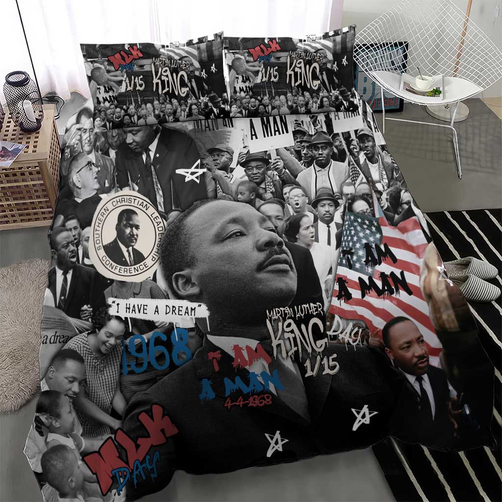 Martin Luther King Day Afro Bedding Set Civil Rights Leader - Classic American Street Graffiti - African Pride