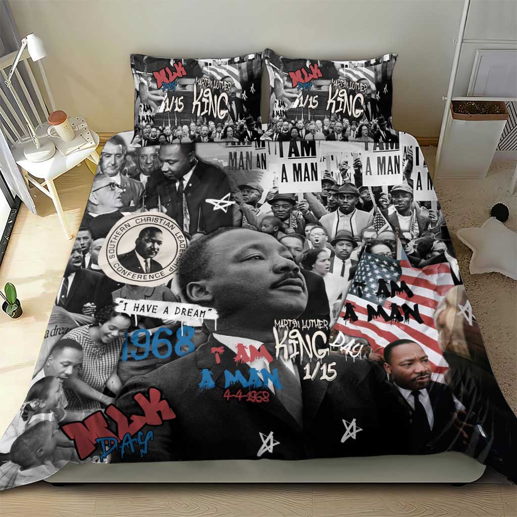 Martin Luther King Day Afro Bedding Set Civil Rights Leader - Classic American Street Graffiti - African Pride