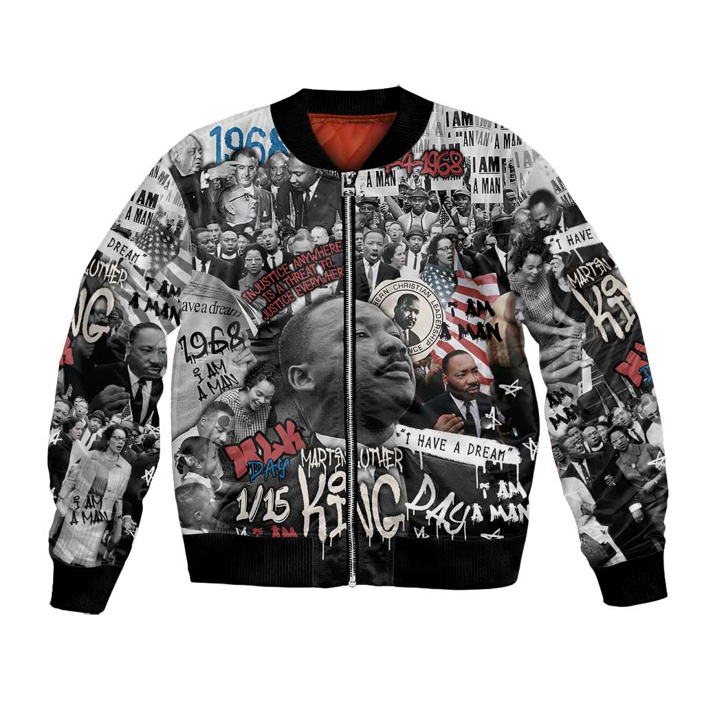 Martin Luther King Day Afro Bomber Jacket Civil Rights Leader - Classic American Street Graffiti - African Pride