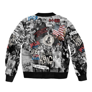 Martin Luther King Day Afro Bomber Jacket Civil Rights Leader - Classic American Street Graffiti - African Pride